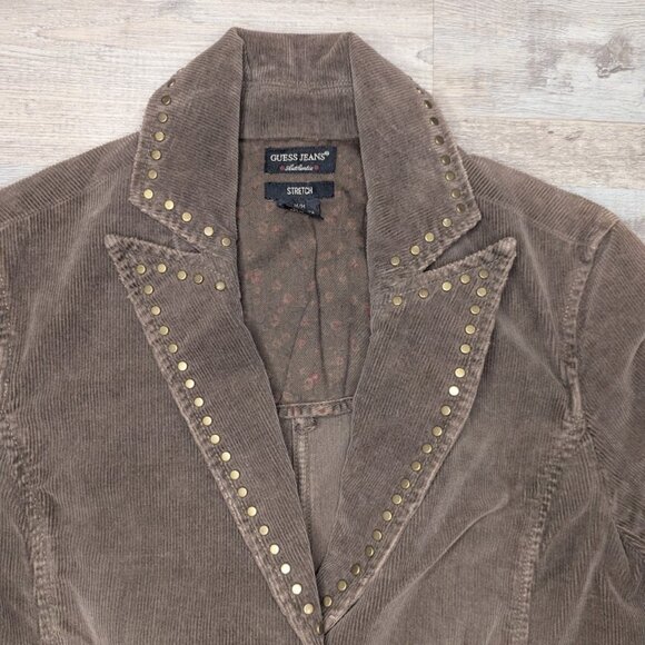Vintage Guess Jeans * Womens Brown Studded Corduroy Jacket * Sz M - Picture 3 of 11
